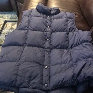 Navy blue lands end ladies goose down vest